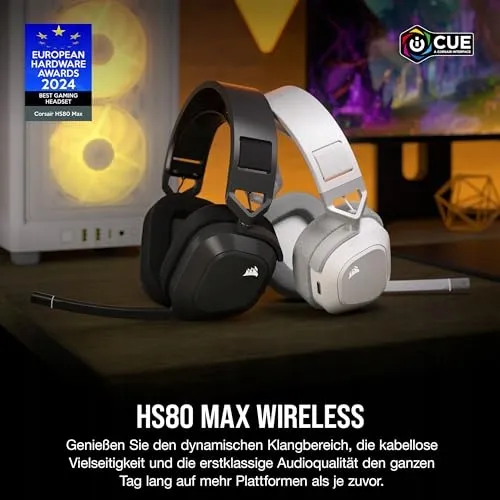 CORSAIR HS80 MAX Draadloze Gaming Headset Wit — foto 2