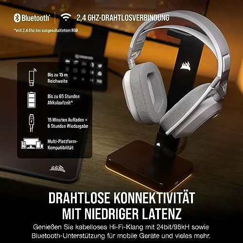 CORSAIR HS80 MAX Draadloze Gaming Headset Wit — foto 3