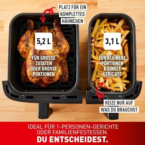 TEFAL Dual Easy Fry Airfryer 5,2L+3,1L Twee Kamers 7 Programma's — foto 7