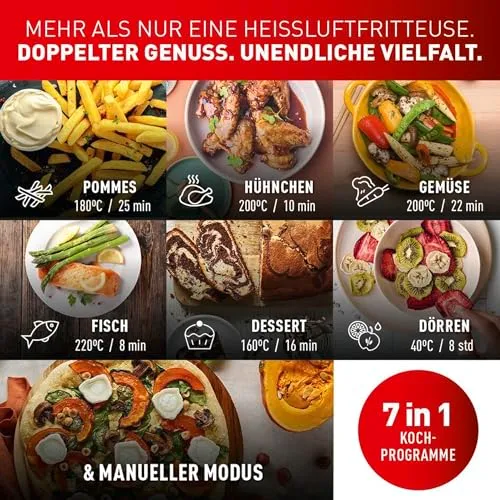 TEFAL Dual Easy Fry Airfryer 5,2L+3,1L Twee Kamers 7 Programma's — foto 6
