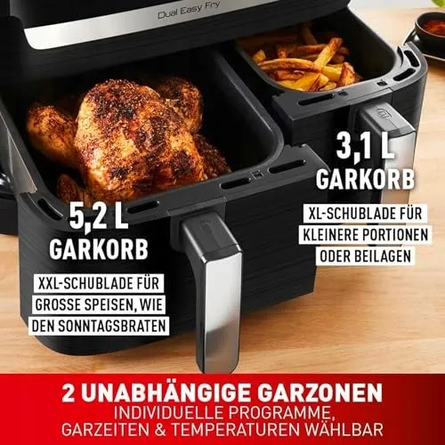 TEFAL Dual Easy Fry Airfryer 5,2L+3,1L Twee Kamers 7 Programma's — foto 4