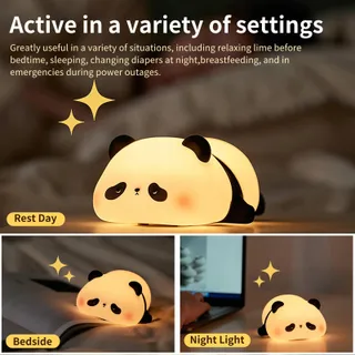 AMMTOO Nachtlamp Kinderen Panda Touch Siliconen USB — miniatuur 5
