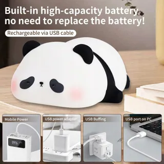 AMMTOO Nachtlamp Kinderen Panda Touch Siliconen USB — miniatuur 7