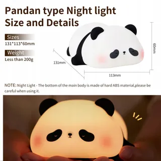 AMMTOO Nachtlamp Kinderen Panda Touch Siliconen USB — miniatuur 4