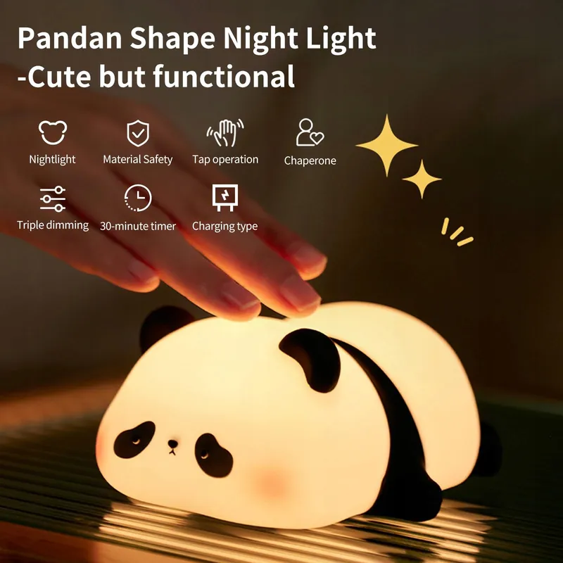AMMTOO Nachtlamp Kinderen Panda Touch Siliconen USB — foto 8