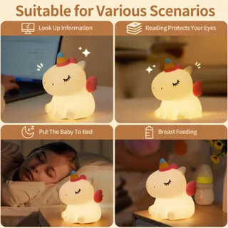 AMMTOO Eenhoorn Nachtlampje Kinderen Siliconen USB Touch — miniatuur 6