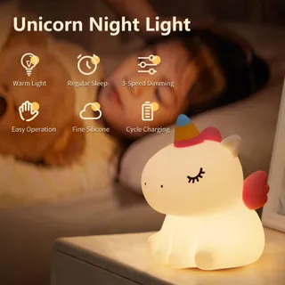 AMMTOO Eenhoorn Nachtlampje Kinderen Siliconen USB Touch — miniatuur 3