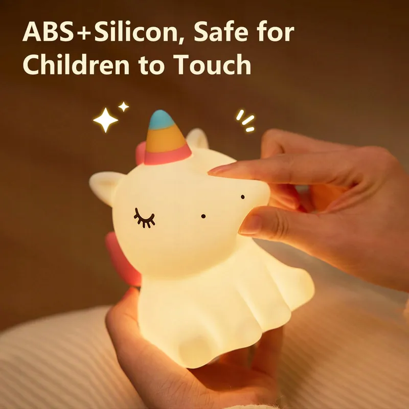 AMMTOO Eenhoorn Nachtlampje Kinderen Siliconen USB Touch — foto 5