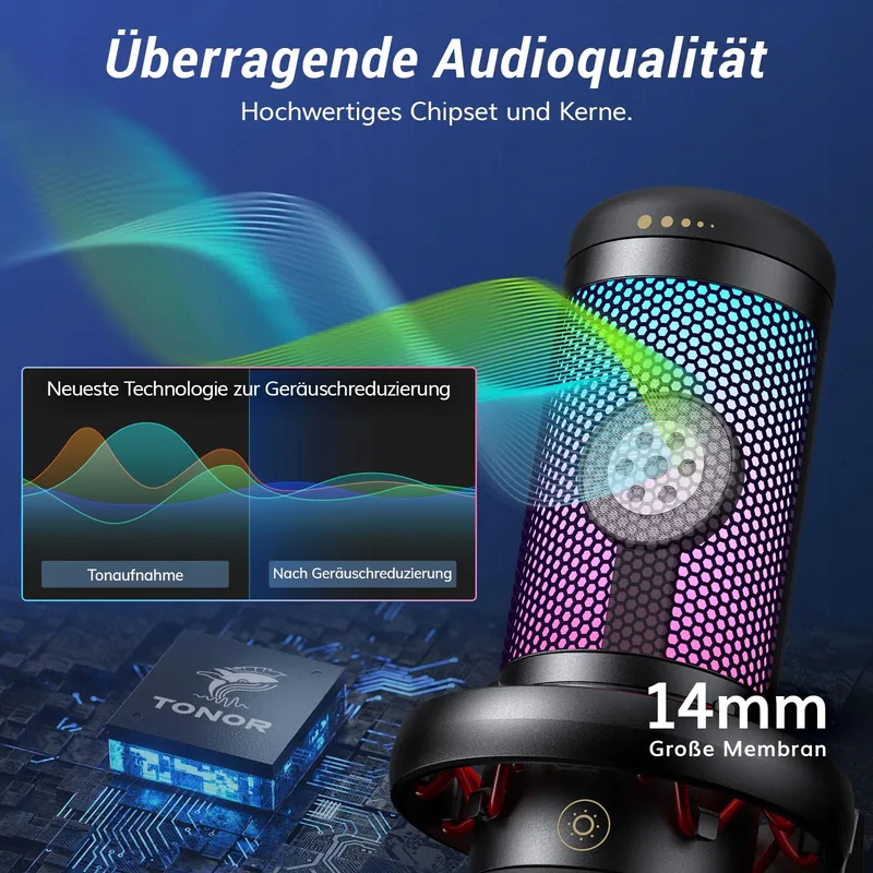 TONOR RGB Gaming USB Microfoon PC Set Streaming TC310+ — foto 4