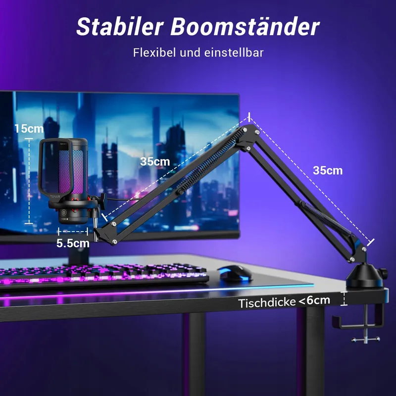 TONOR RGB Gaming USB Microfoon PC Set Streaming TC310+ — foto 8