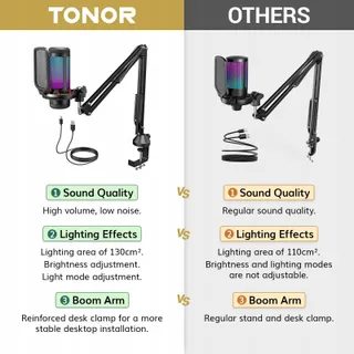 TONOR RGB Gaming USB Microfoon PC Set Streaming TC310+ — miniatuur 3