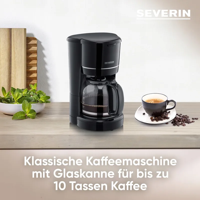 SEVERIN KA 4320 Koffiezetapparaat Glazen Kan 10 Kopjes Filter Zwart — foto 3