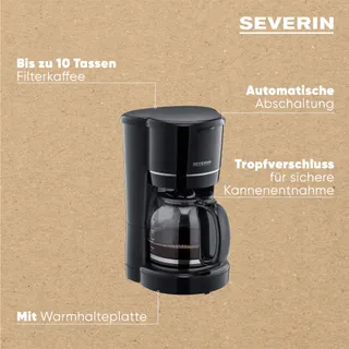 SEVERIN KA 4320 Koffiezetapparaat Glazen Kan 10 Kopjes Filter Zwart — miniatuur 4