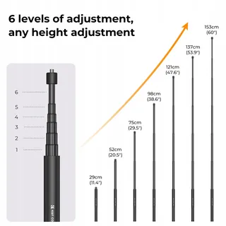 K&F CONCEPT MS07 Selfiestick Monopod 153cm GoPro Insta360 DJI — miniatuur 3