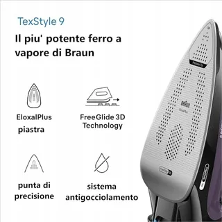 BRAUN TexStyle 9 Stoomstrijkijzer FreeGlide 3D 3200W 330ml Paars — miniatuur 7