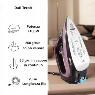 BRAUN TexStyle 9 Stoomstrijkijzer FreeGlide 3D 3200W 330ml Paars — miniatuur 6