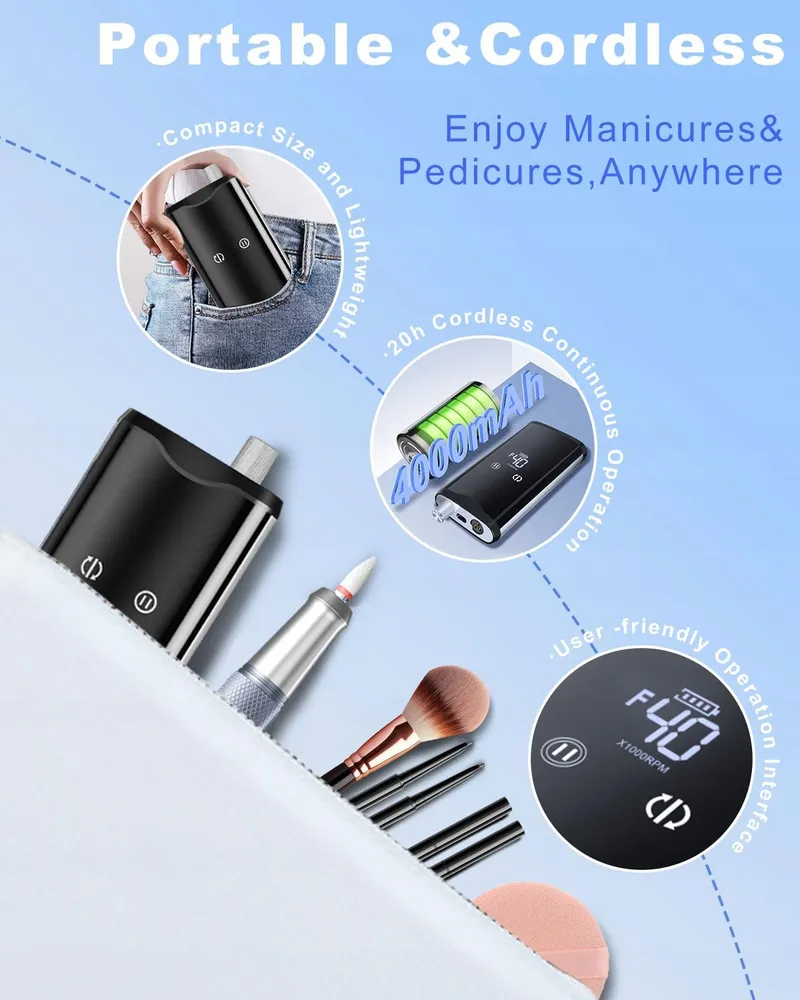 ENGERWALL Professionele Nagelfrees 40000 U/min Accu — foto 6