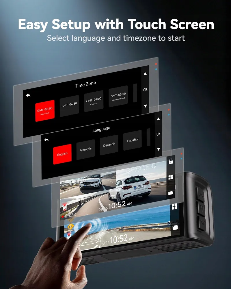 REDTIGER 4K Dashcam Voor Achter Touchscreen GPS WiFi 128GB — foto 3