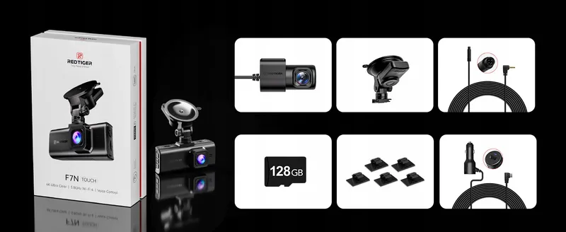 REDTIGER 4K Dashcam Voor Achter Touchscreen GPS WiFi 128GB — foto 11