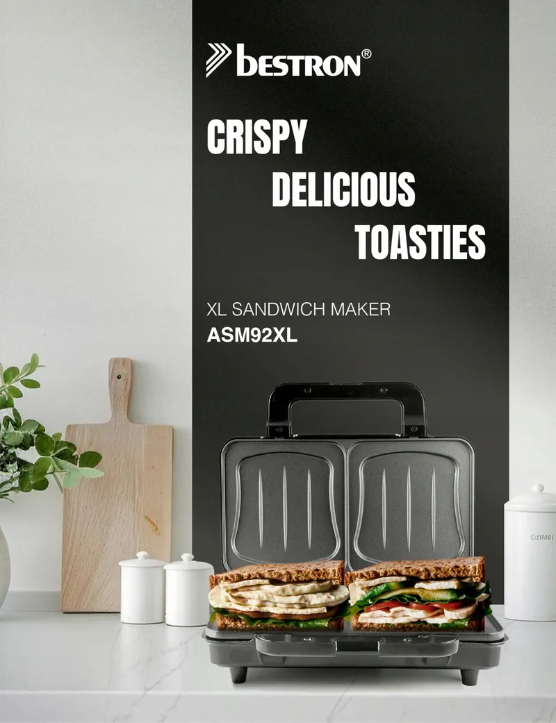 BESTRON XL Sandwichmaker 2 Sandwiches Automatische Temperatuurregeling — foto 2
