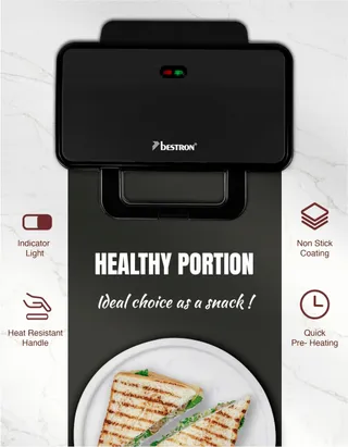 BESTRON XL Sandwichmaker 2 Sandwiches Automatische Temperatuurregeling — miniatuur 5