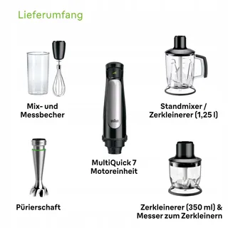 BRAUN MultiQuick 7 MQ7045X Staafmixer 1000W Accessoireset RVS — miniatuur 7
