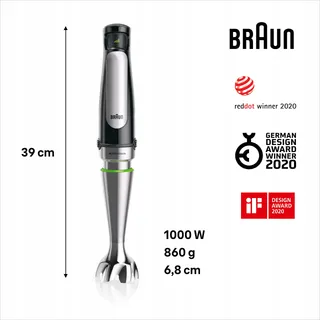 BRAUN MultiQuick 7 MQ7045X Staafmixer 1000W Accessoireset RVS — miniatuur 3