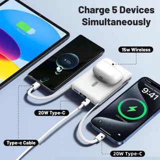 AZMUTH 10000mAh Magnetische Draadloze Powerbank iPhone 16/15/14/13 — miniatuur 4