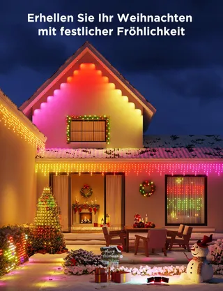 KIMUWOTE LED Lichtgordijn 2x2m 200 LED Waterdicht USB Warmwit — miniatuur 12