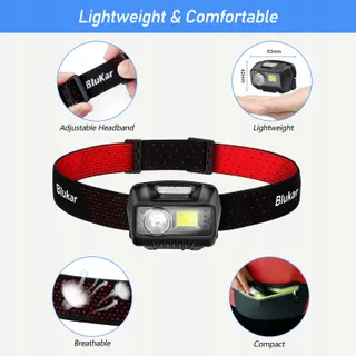 Blukar LED Hoofdlamp Oplaadbaar 2000L Waterdicht Jogging — miniatuur 6