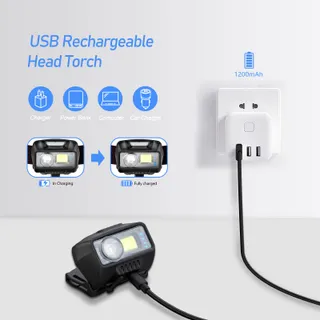 Blukar LED Hoofdlamp Oplaadbaar 2000L Waterdicht Jogging — miniatuur 7