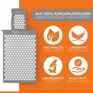 WELLAX Acupressuurmat Met Kussen Massage Kokos — miniatuur 5