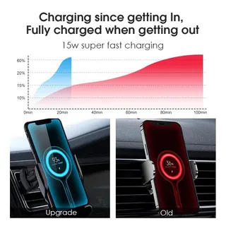 AMAZEFAN Draadloze Autolader 15W Qi voor iPhone Samsung Huawei — miniatuur 2