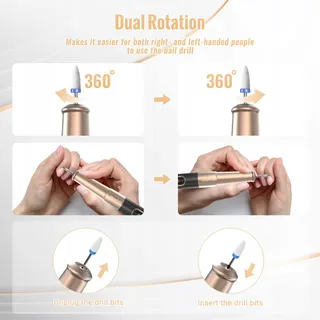DENABUTY Elektrische Nagelfrees 12-in-1 25000 RPM USB Zwart — miniatuur 6