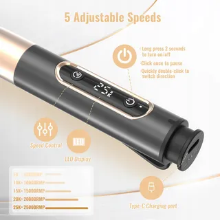 DENABUTY Elektrische Nagelfrees 12-in-1 25000 RPM USB Zwart — miniatuur 4