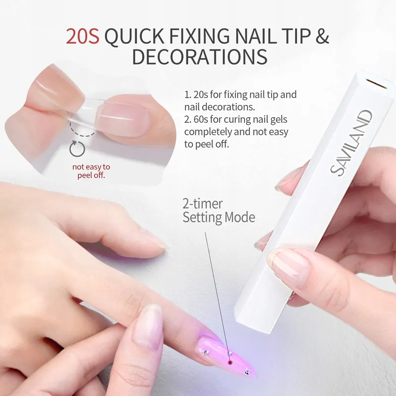 SAVILAND Mini UV LED Nagellamp Huidbescherming Draagbaar Vrouwen — foto 4