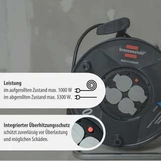 BRENNENSTUHL Garant V2 Kabelhaspel 50m 4 Stopcontacten Oververhitting — miniatuur 5