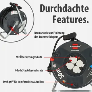 BRENNENSTUHL Garant V2 Kabelhaspel 50m 4 Stopcontacten Oververhitting — miniatuur 3