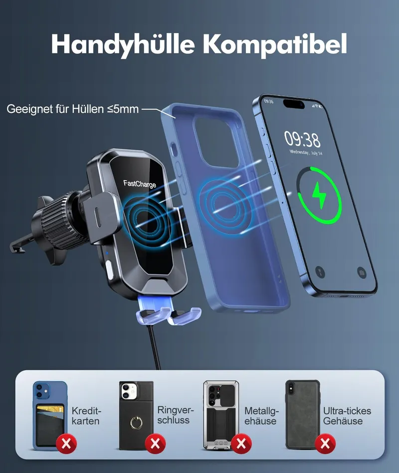 EOIWUY Autohouder Draadloze Oplader 15W Automatisch — foto 7