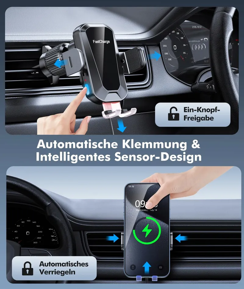 EOIWUY Autohouder Draadloze Oplader 15W Automatisch — foto 3