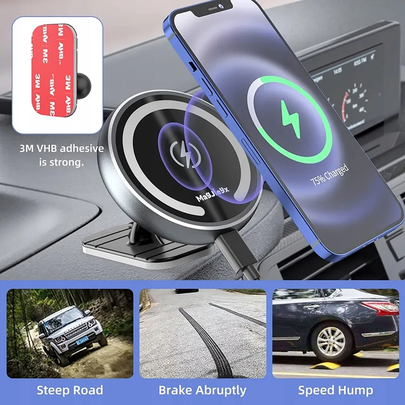 MAGJIEYX MagSafe Magnetische Autohouder 15W Voor iPhone 16-12 — foto 5