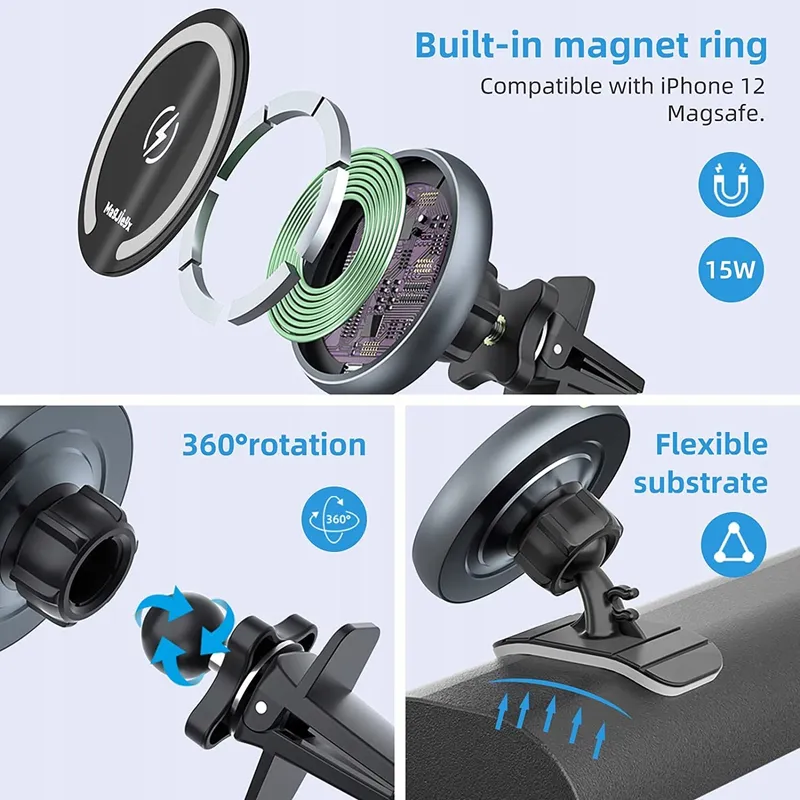 MAGJIEYX MagSafe Magnetische Autohouder 15W Voor iPhone 16-12 — foto 4
