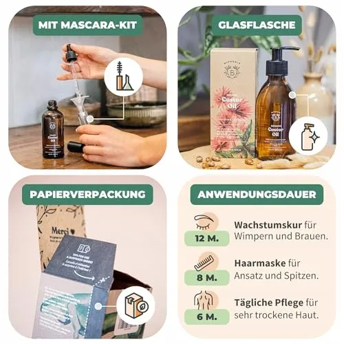 BIONOBLE Ricinusolie Bio 200ml Haar Wimpers Wenkbrauwen Nagels — foto 4