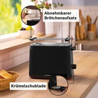 BOSCH MyMoment Compacte Broodrooster TAT3M123 800W Zwart Ontdooien — miniatuur 3