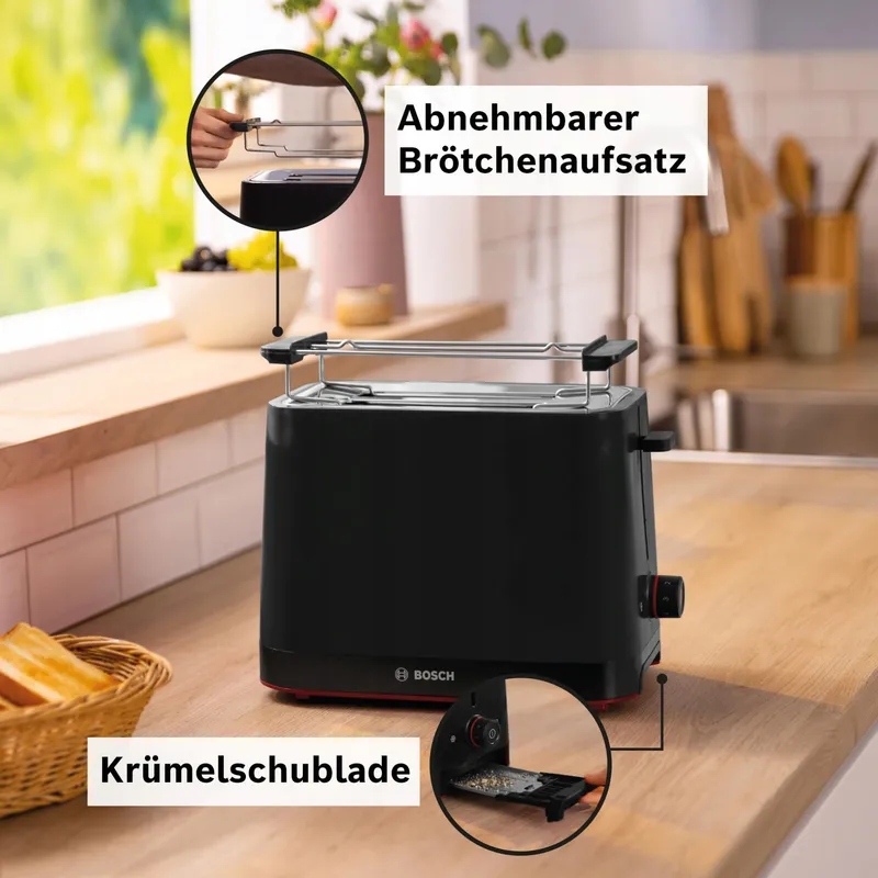 BOSCH MyMoment Compacte Broodrooster TAT3M123 800W Zwart Ontdooien — foto 3
