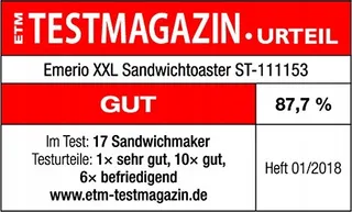 EMERIO XXL Sandwichmaker 4 Vormen Voor het Hele Gezin 1300W BPA-vrij — miniatuur 2