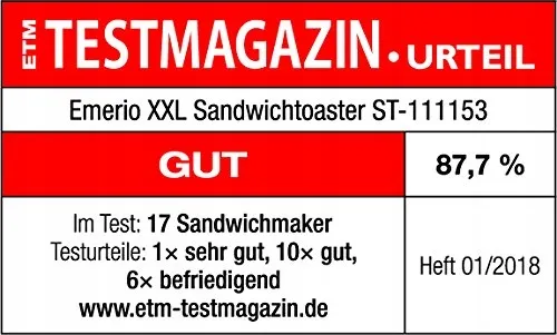 EMERIO XXL Sandwichmaker 4 Vormen Voor het Hele Gezin 1300W BPA-vrij — foto 2
