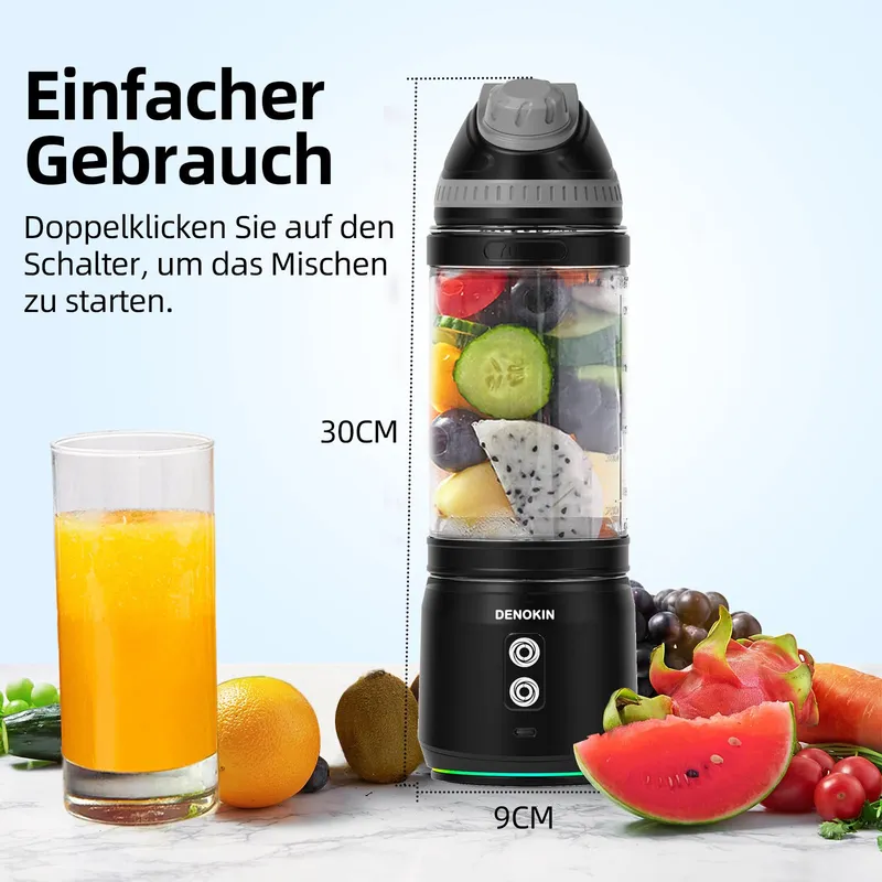 DENOKIN Draagbare Blender 700ml Smoothie Maker 6 Messen BPA-vrij — foto 3