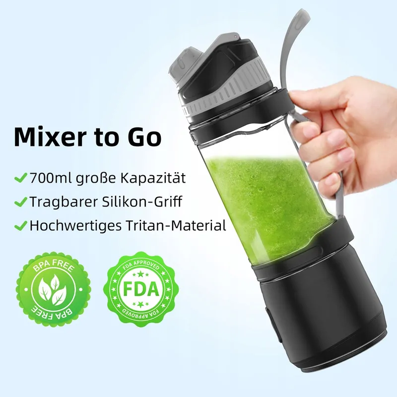 DENOKIN Draagbare Blender 700ml Smoothie Maker 6 Messen BPA-vrij — foto 6