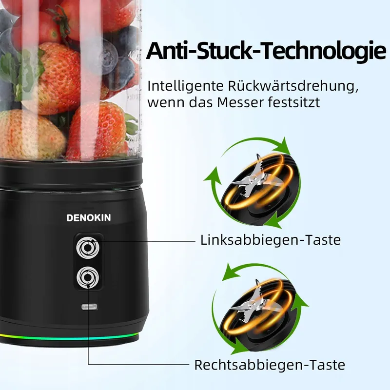 DENOKIN Draagbare Blender 700ml Smoothie Maker 6 Messen BPA-vrij — foto 5